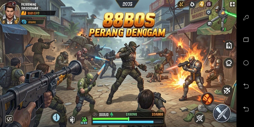 Screenshot gameplay 88BOS yang menampilkan aksi tembak-menembak seru.