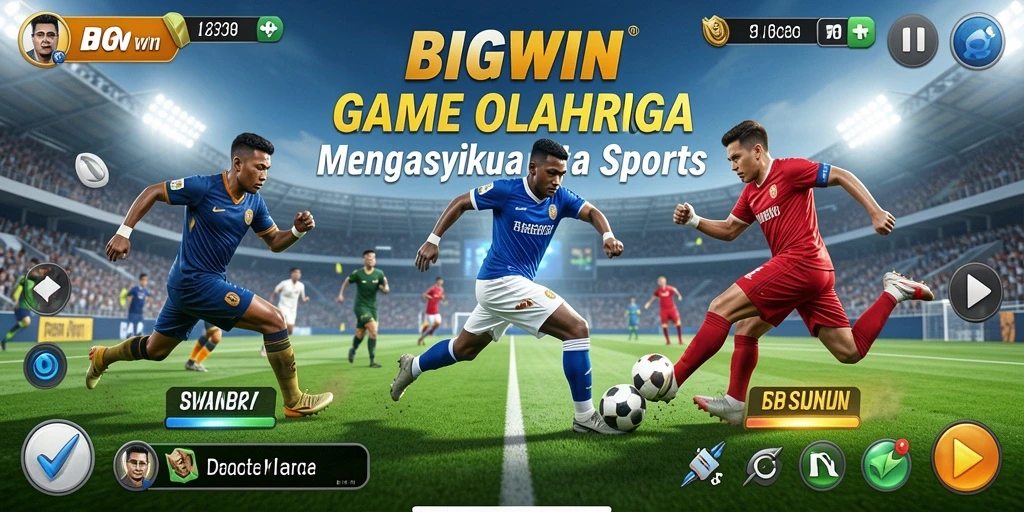 Gameplay BIGWIN menunjukkan aksi olahraga yang seru dan menegangkan.