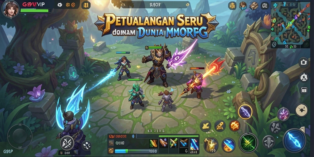 Screenshot utama G9VIP menampilkan aksi seru dalam permainan MMORPG.