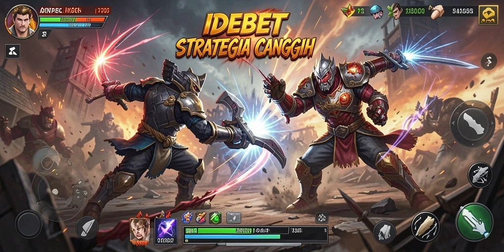 Tampilan utama gameplay IDEBET yang menunjukkan pertarungan intens.