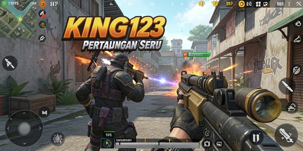 Tangkapan layar utama menunjukkan aksi pertempuran seru dalam KING123.