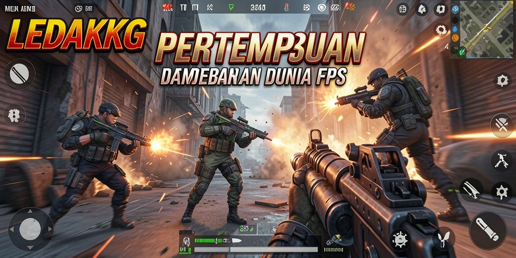 Tangkapan layar dari gameplay FPS yang intens di LEDAKGG.