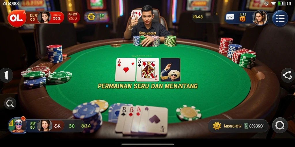 Tampilan gameplay Poker yang mengasyikkan di OLX888.