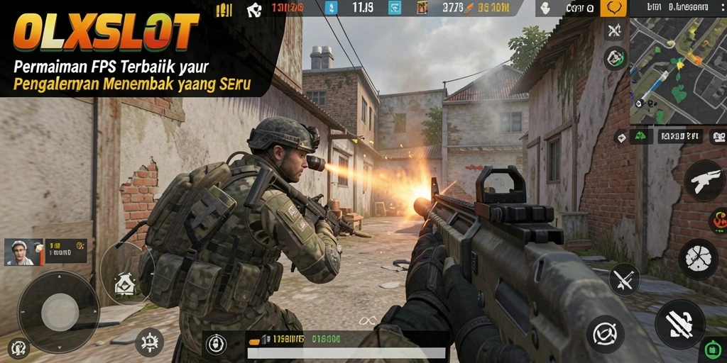 Tampilan gameplay mendebarkan dari OLXSLOT dengan aksi tembak menembak intens.