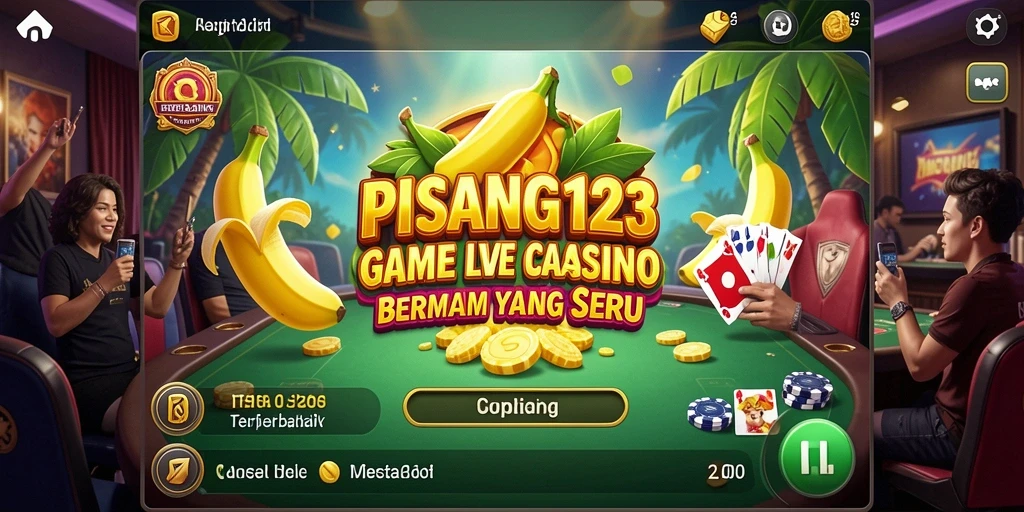 Tampilan utama PISANG123 menampilkan dealer dan gameplay yang nyata.