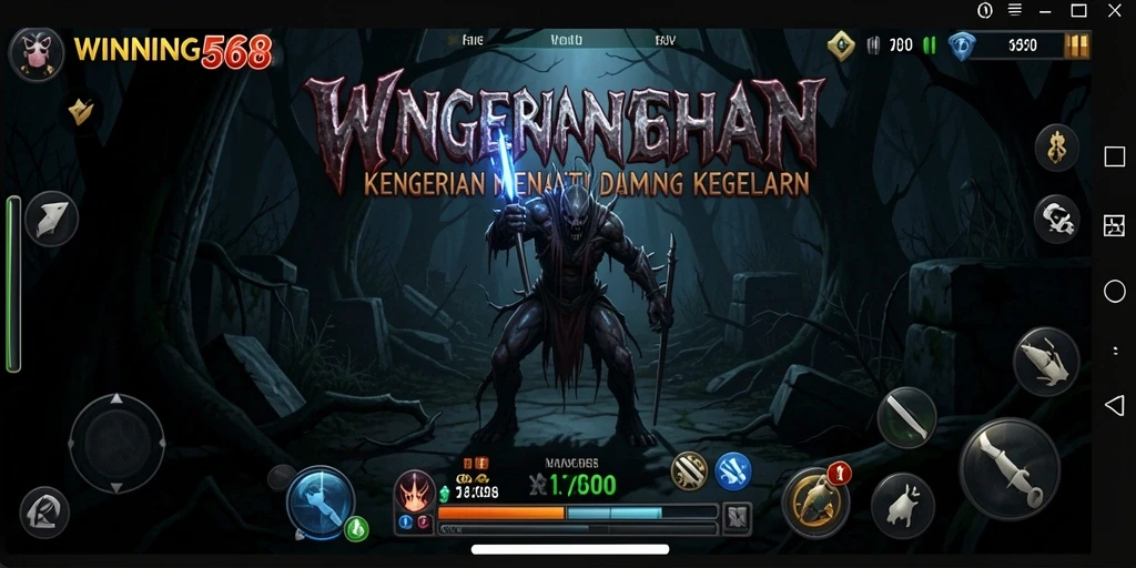 Gambaran menegangkan dari gameplay WINNING568 dengan elemen horror.
